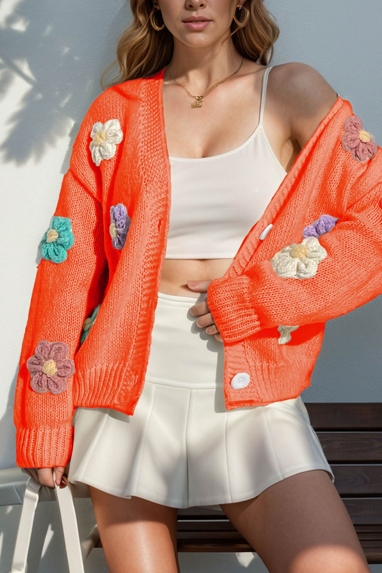 Floral Crochet Button-deon Cardigan