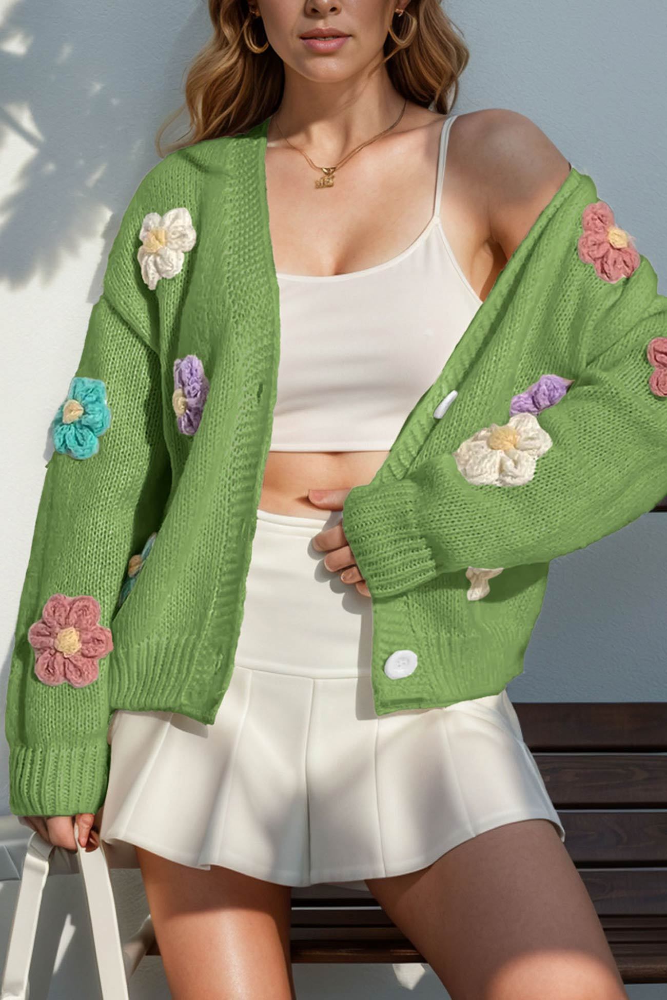 Floral Crochet Button-deon Cardigan