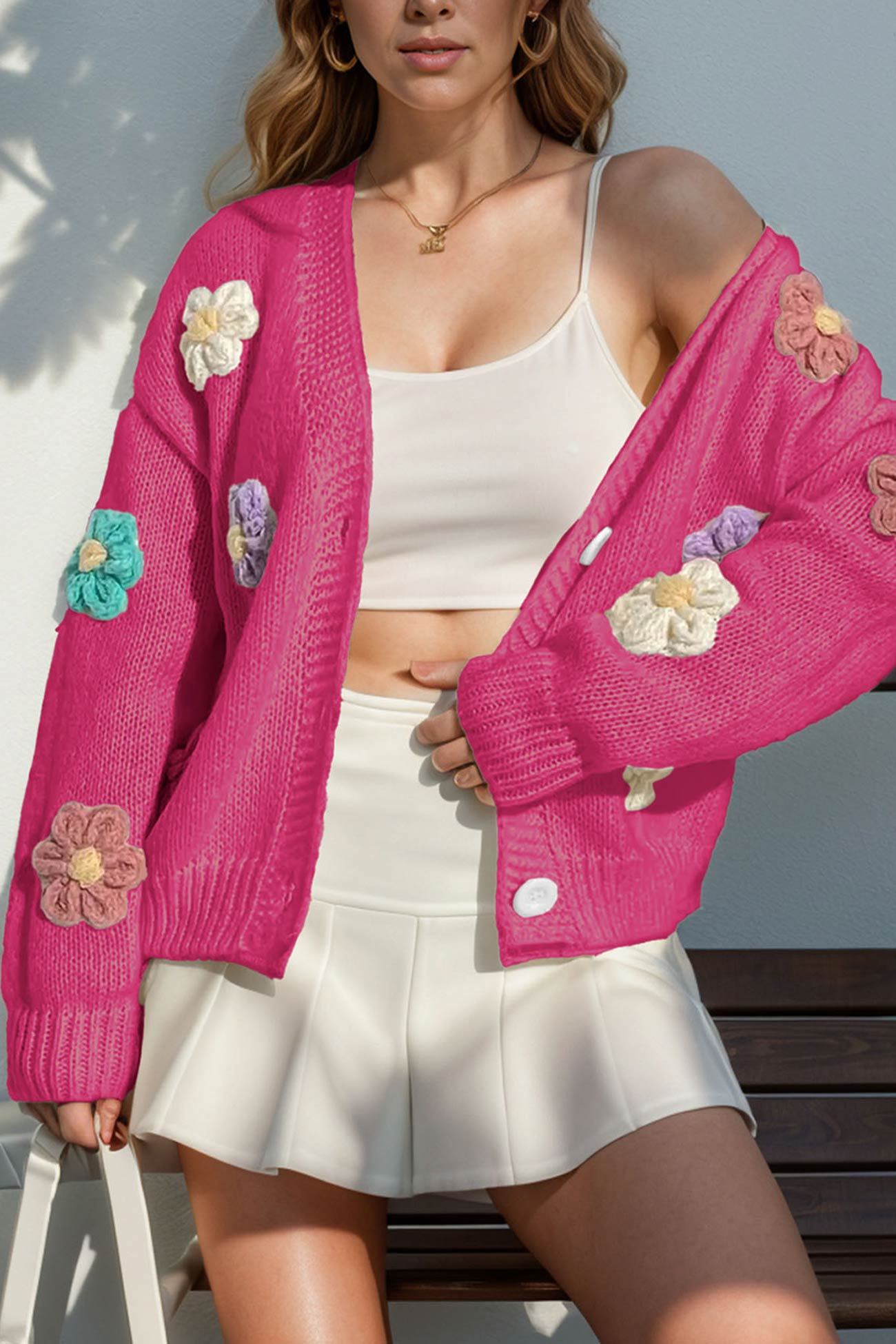 Floral Crochet Button-deon Cardigan