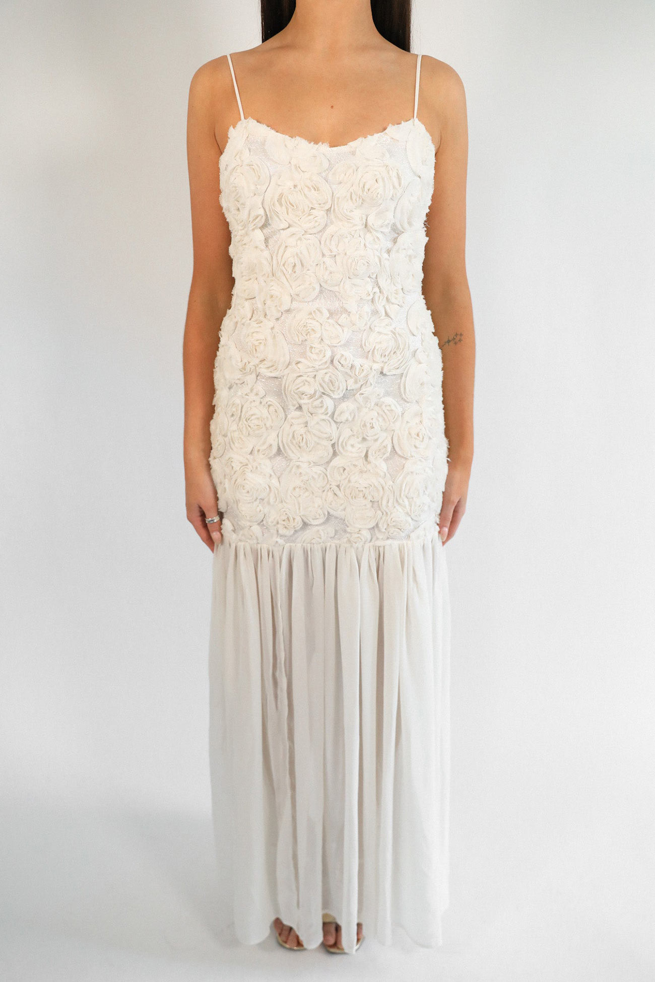 Floral Jacquard Chiffon Cami Dress