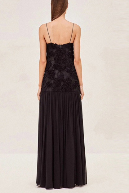 Floral Jacquard Chiffon Cami Dress