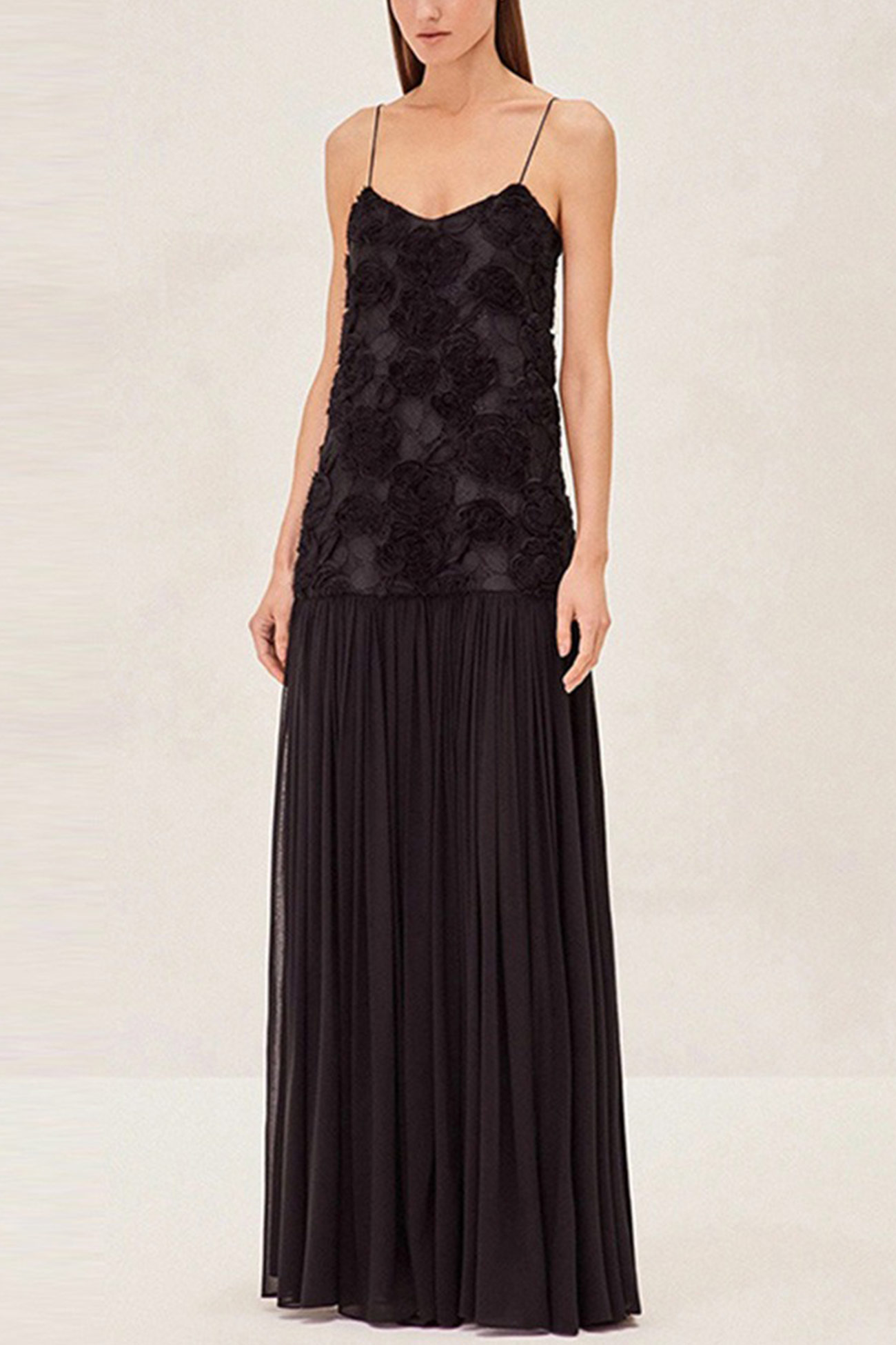 Floral Jacquard Chiffon Cami Dress