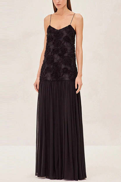 Floral Jacquard Chiffon Cami Dress