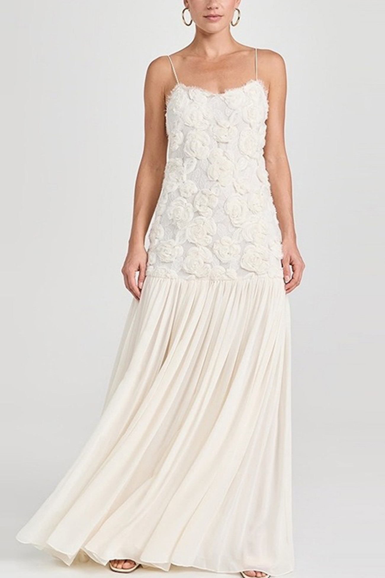 Floral Jacquard Chiffon Cami Dress