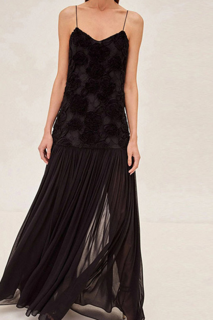 Floral Jacquard Chiffon Cami Dress