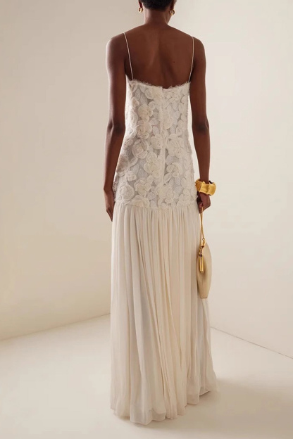 Floral Jacquard Chiffon Cami Dress
