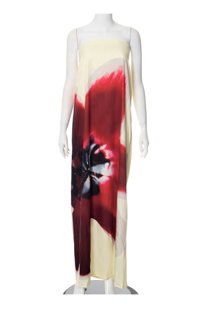 Floral Print Backless Maxi Dress
