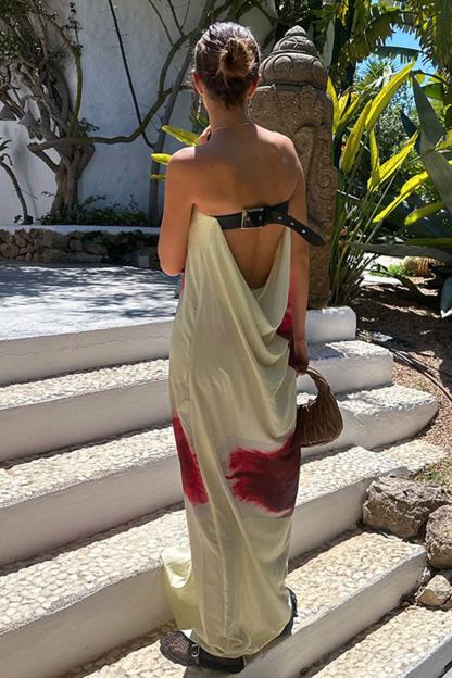 Floral Print Backless Maxi Dress
