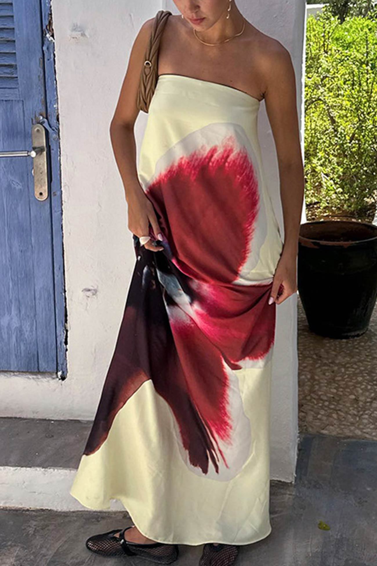Floral Print Backless Maxi Dress