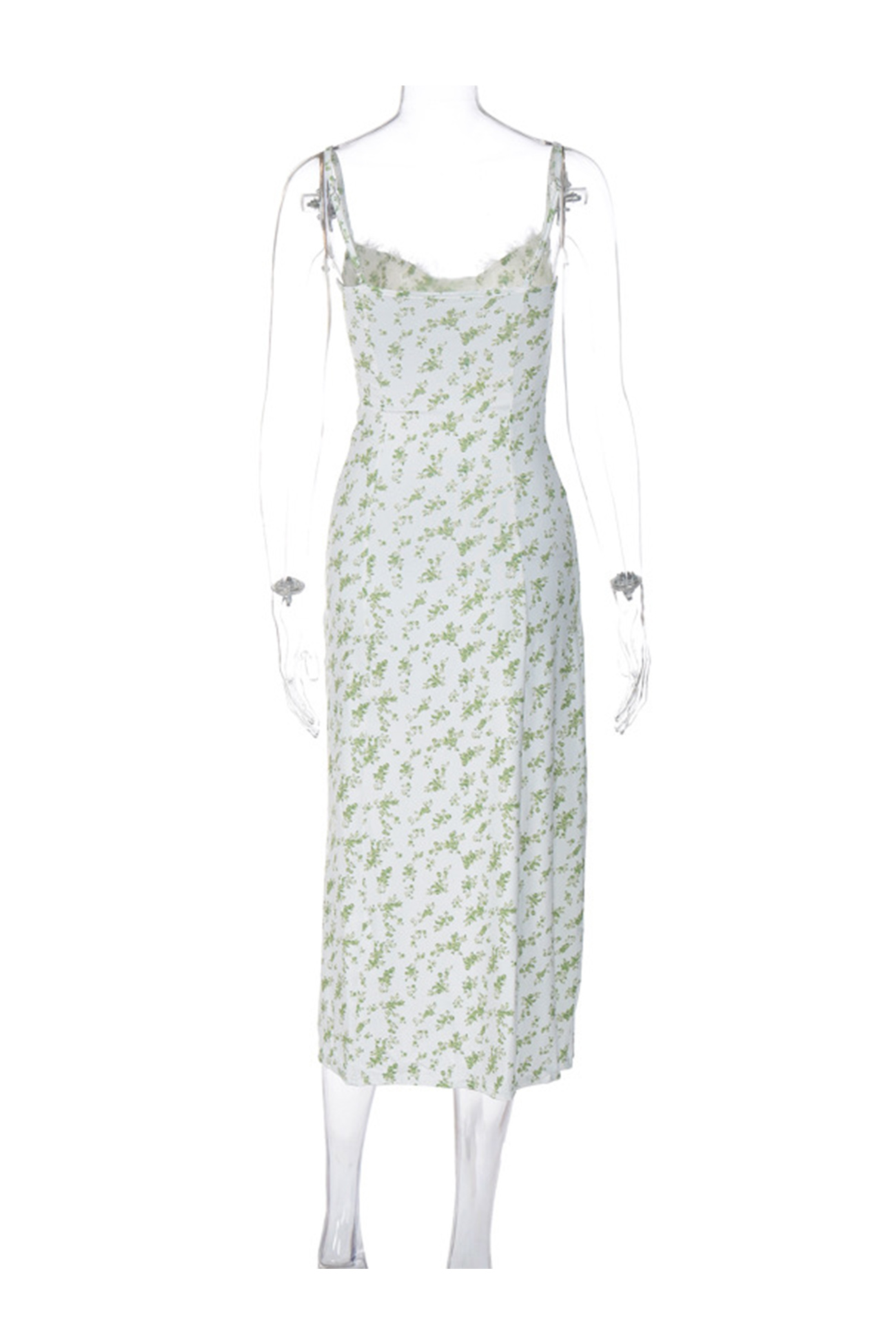 Floral Print Lace Split Cami Dress