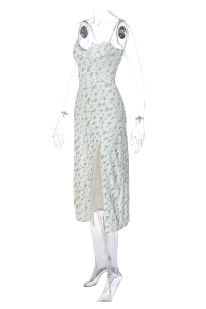 Floral Print Lace Split Cami Dress