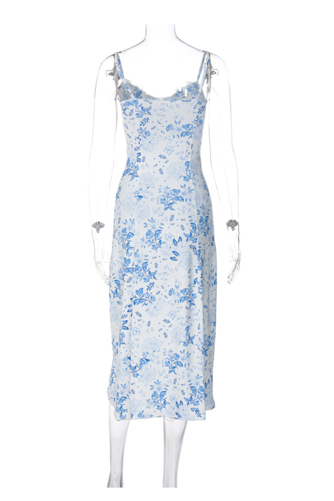 Floral Print Lace Split Cami Dress