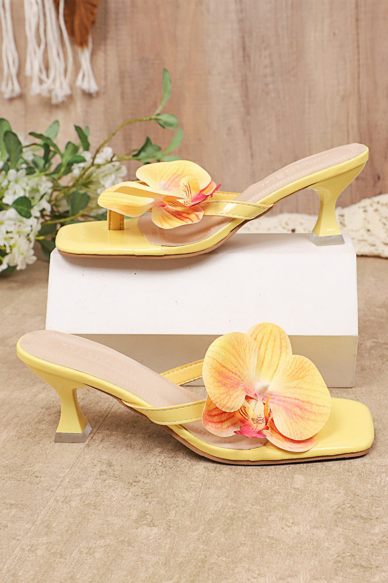Floral Slip-on High Heels