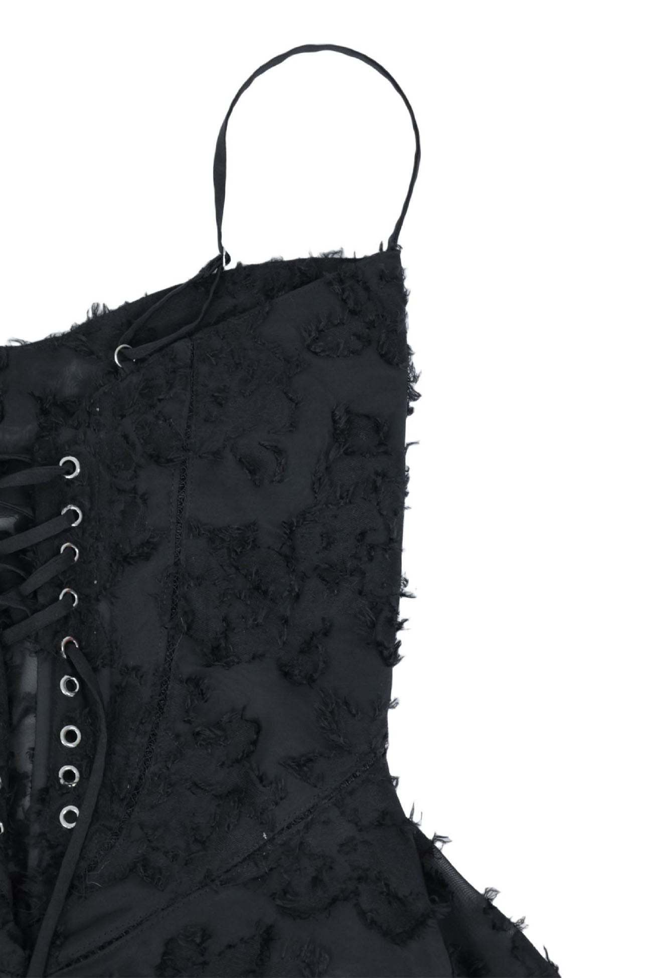 Floral Jacquard Tassel Lace Up Maxi Dress
