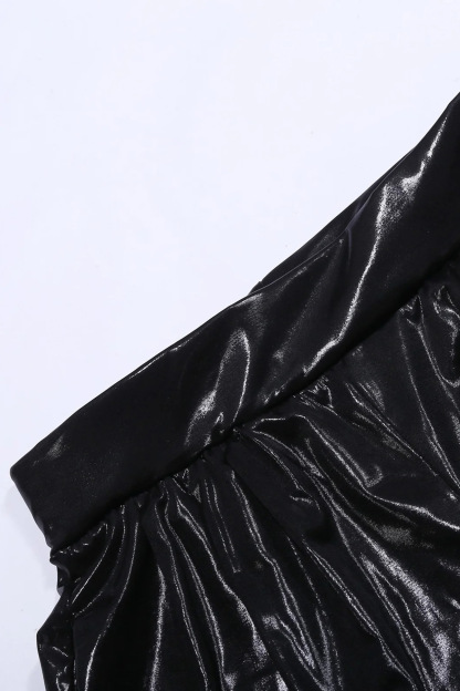 Glossy Vest Wide Leg Pants Set