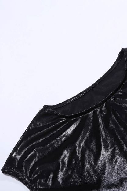 Glossy Vest Wide Leg Pants Set