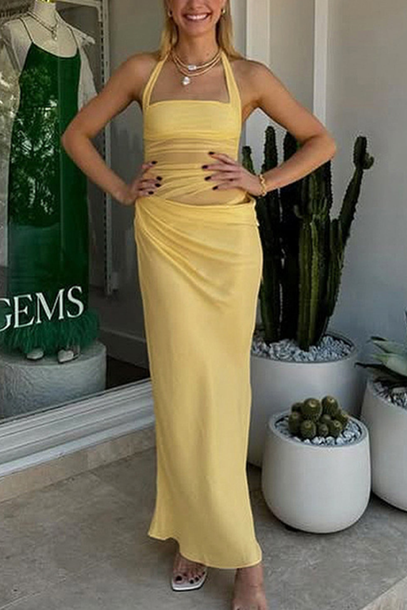 Halter Neck Cutout Pack Hip Dress