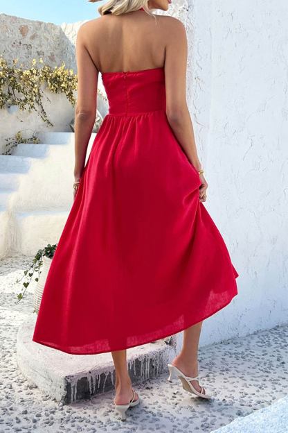 Halter Square Neck High Waist Midi Dress