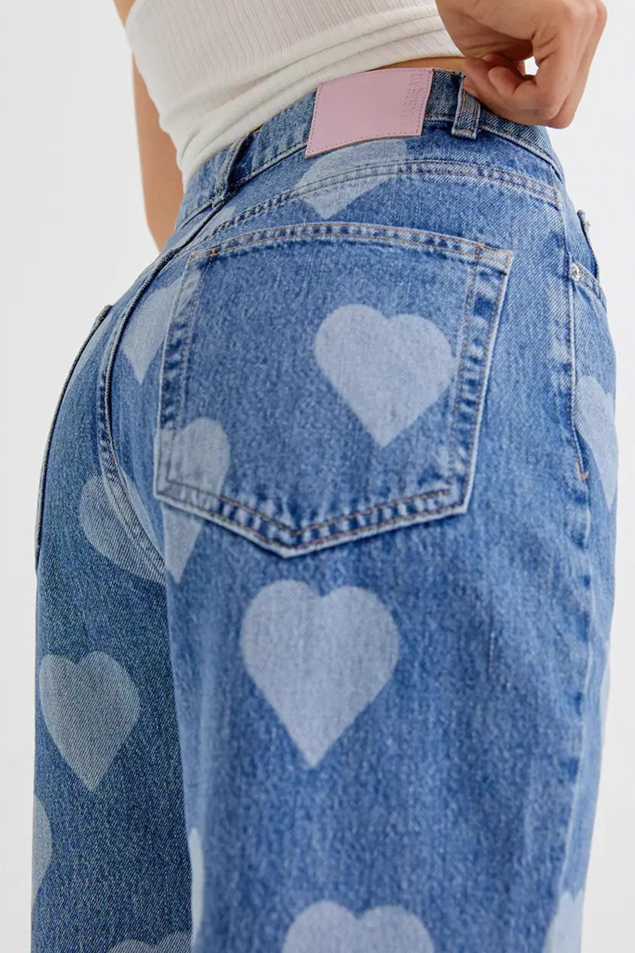 Heart Print High Rise Jeans