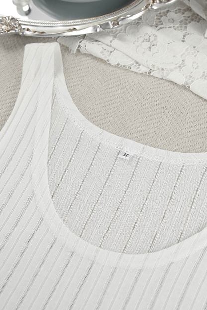 Hollow Out Knit Tank Top Pants Set