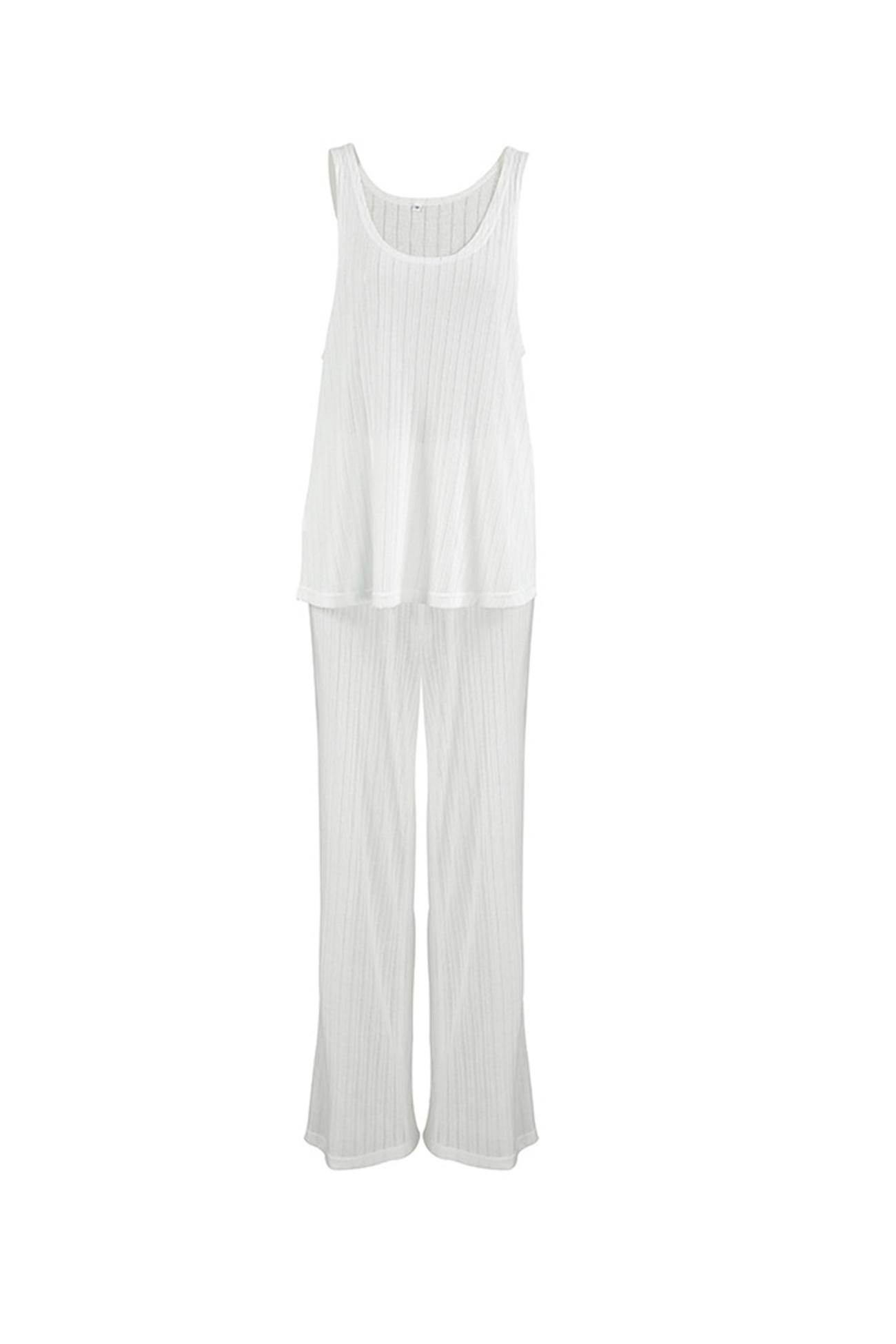 Hollow Out Knit Tank Top Pants Set