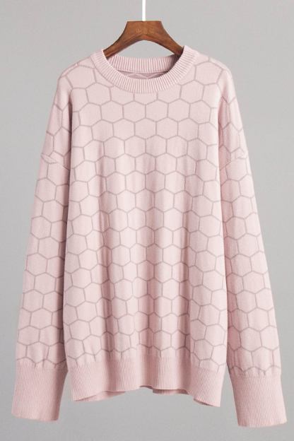 Honeycomb Print Pullover Sweater