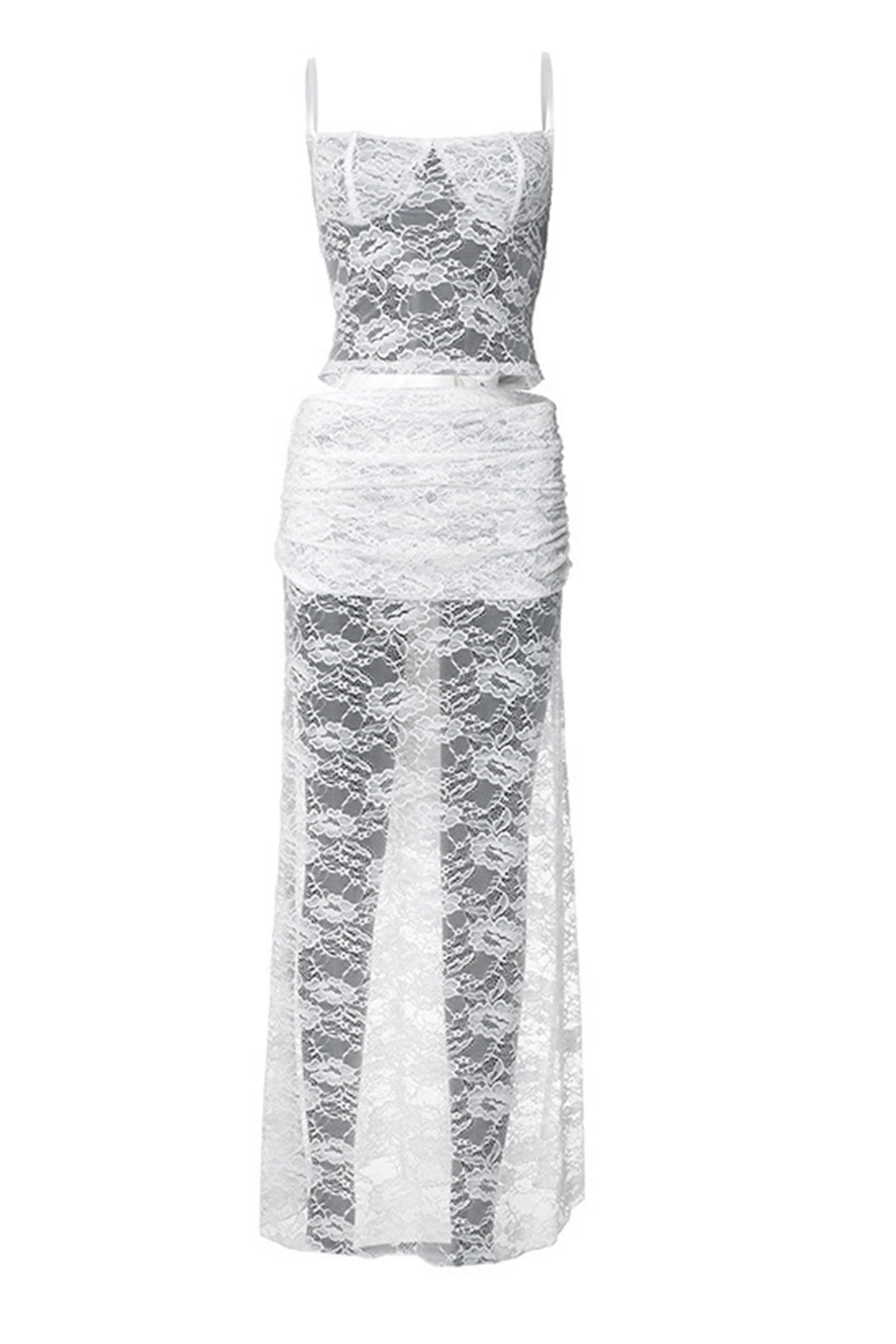 Lace Tie-up Cami Vest Skirt Set