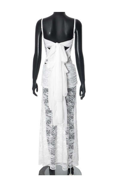 Lace Tie-up Cami Vest Skirt Set