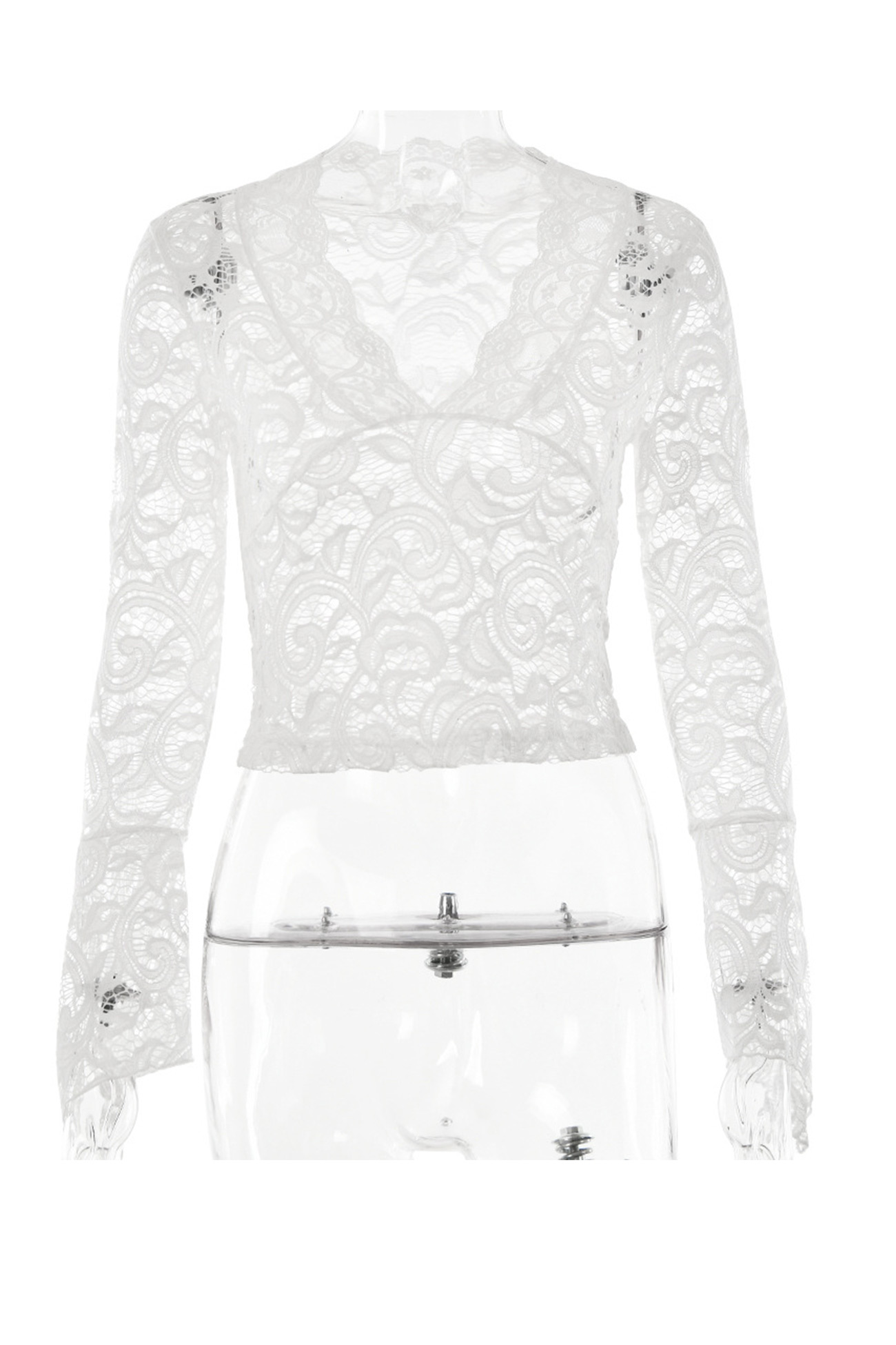 Lace V Neck Flares Sleeve Tops