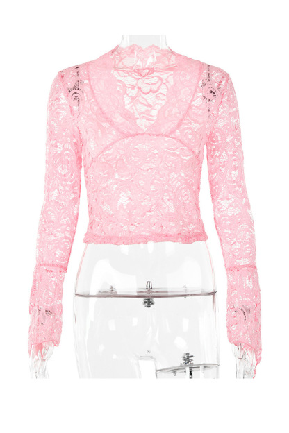 Lace V Neck Flares Sleeve Tops