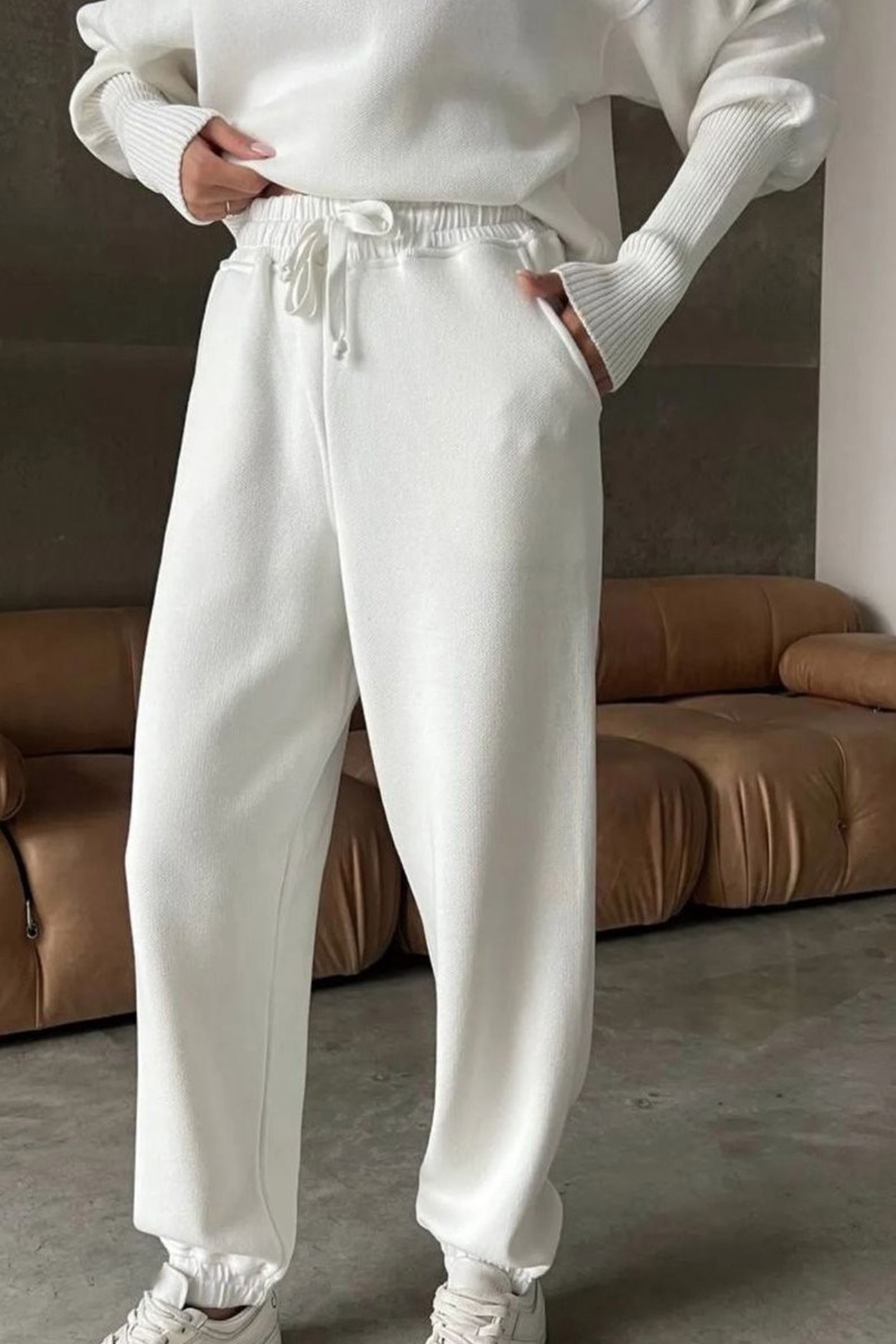 Lapel Zip-up Sweatshirt Set