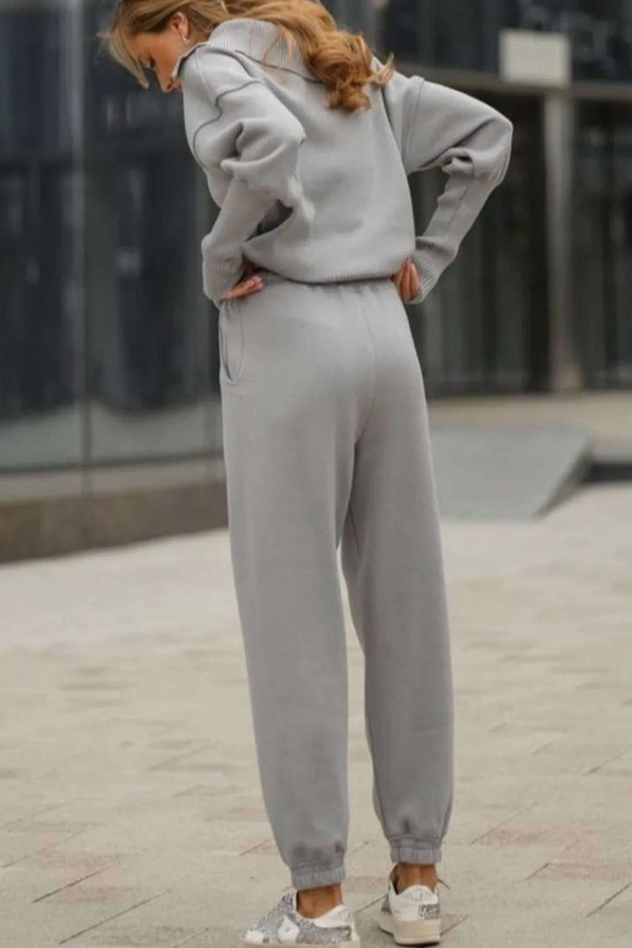 Lapel Zip-up Sweatshirt Set