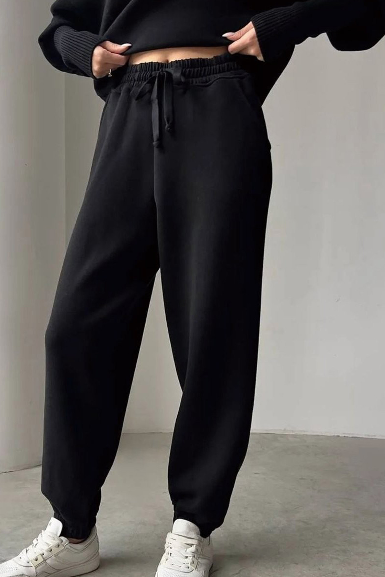 Lapel Zip-up Sweatshirt Set