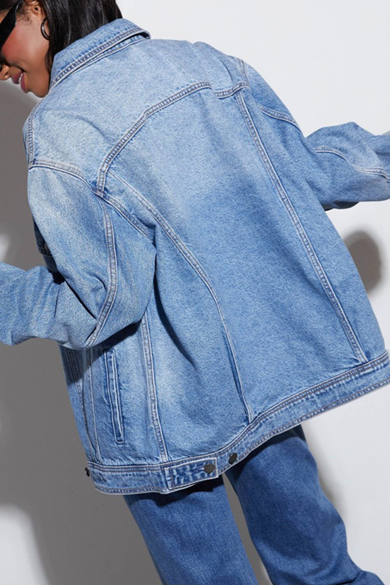 Long Sleeve Denim Jacket Wide Leg Jeans Set