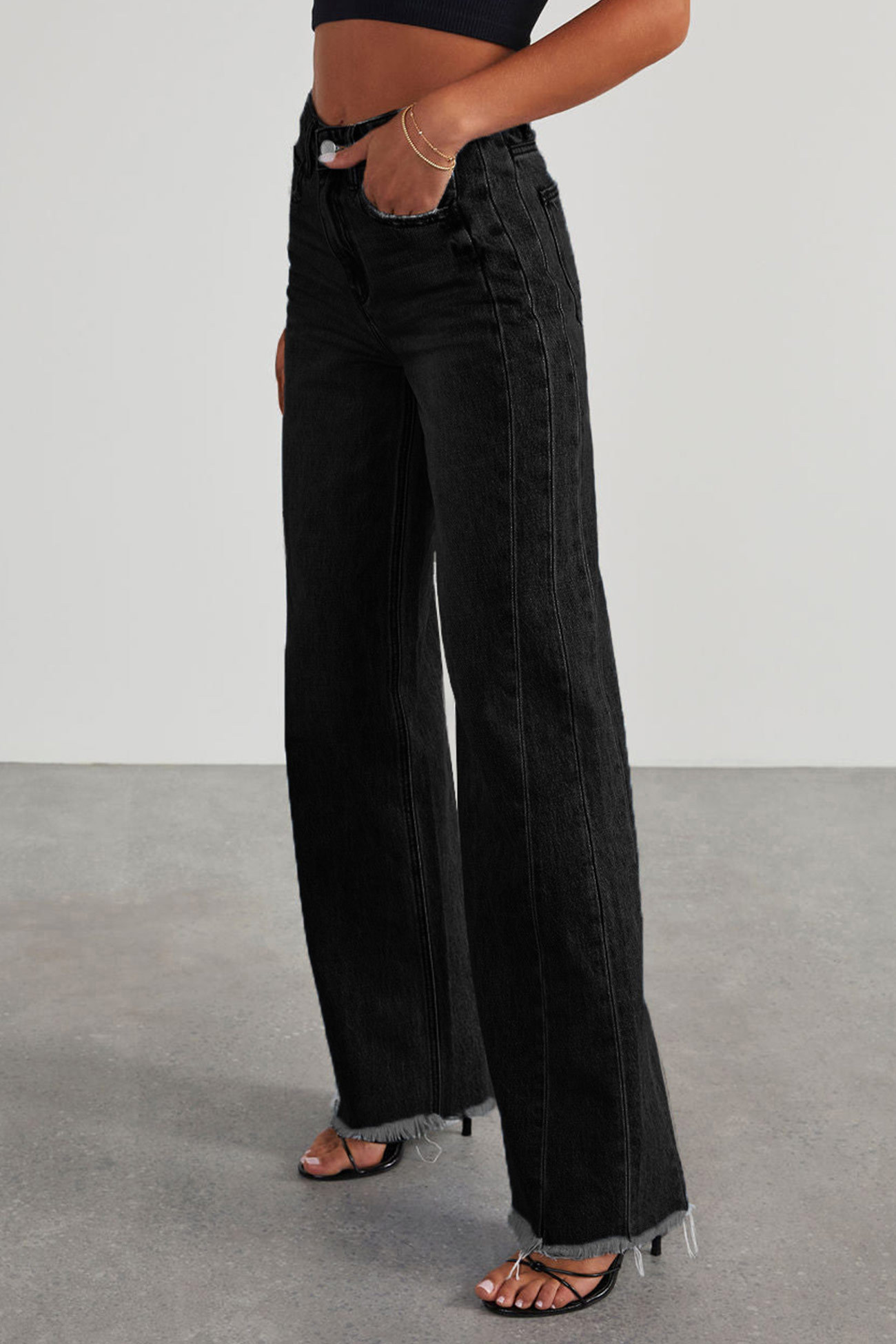 Long Sleeve Denim Jacket Wide Leg Jeans Set