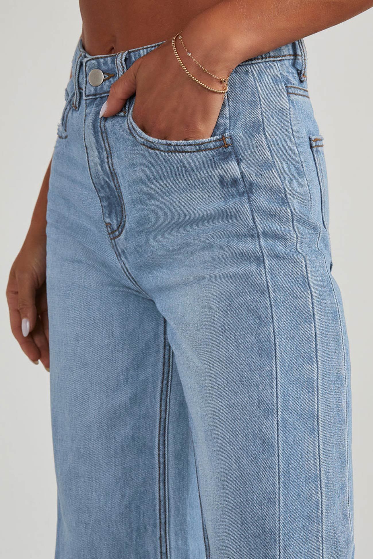 Long Sleeve Denim Jacket Wide Leg Jeans Set