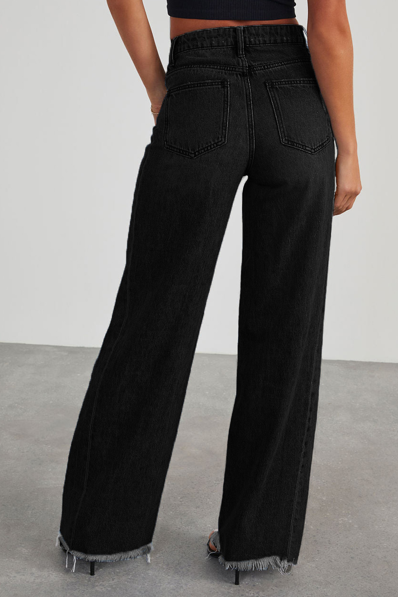 Long Sleeve Denim Jacket Wide Leg Jeans Set