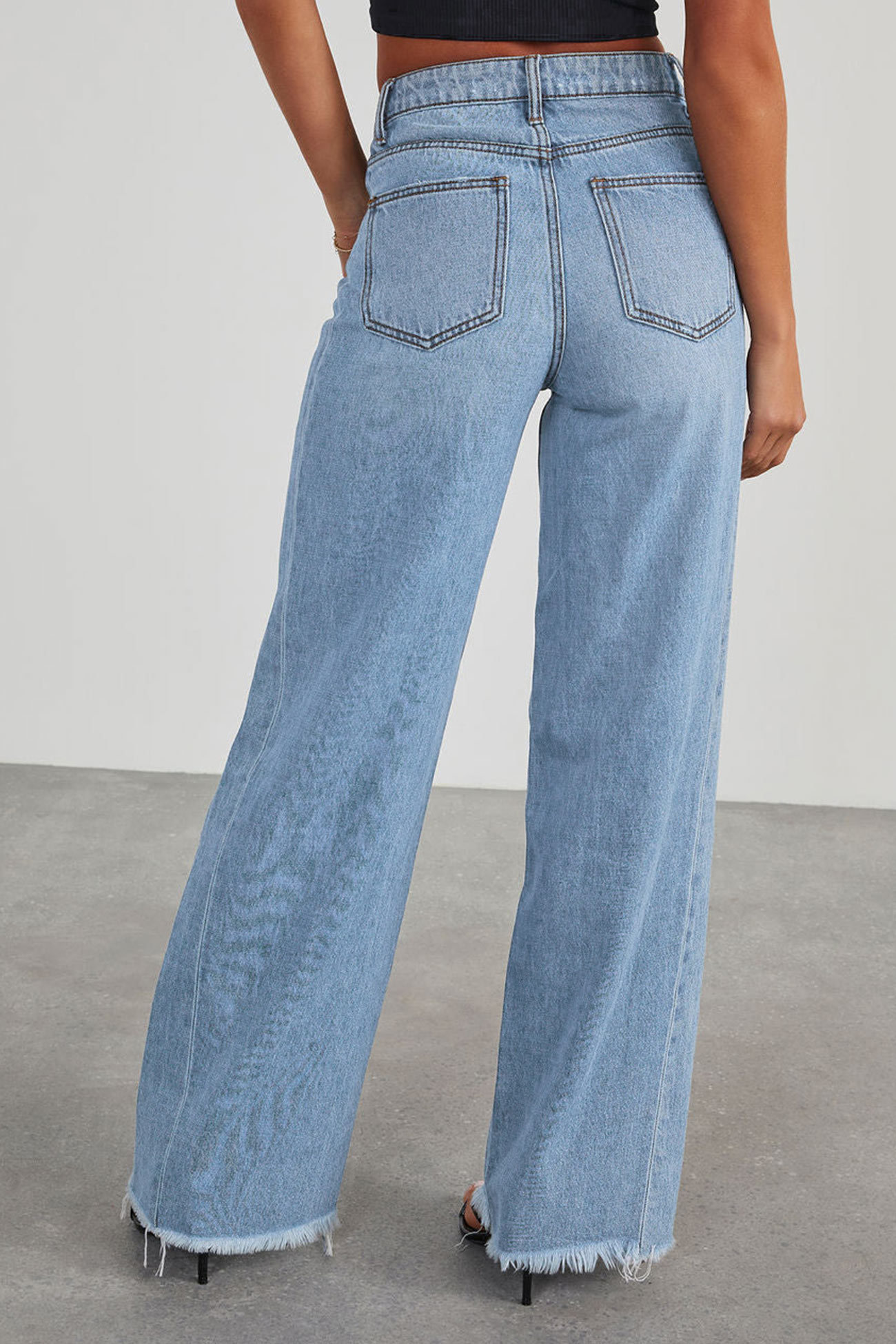 Long Sleeve Denim Jacket Wide Leg Jeans Set