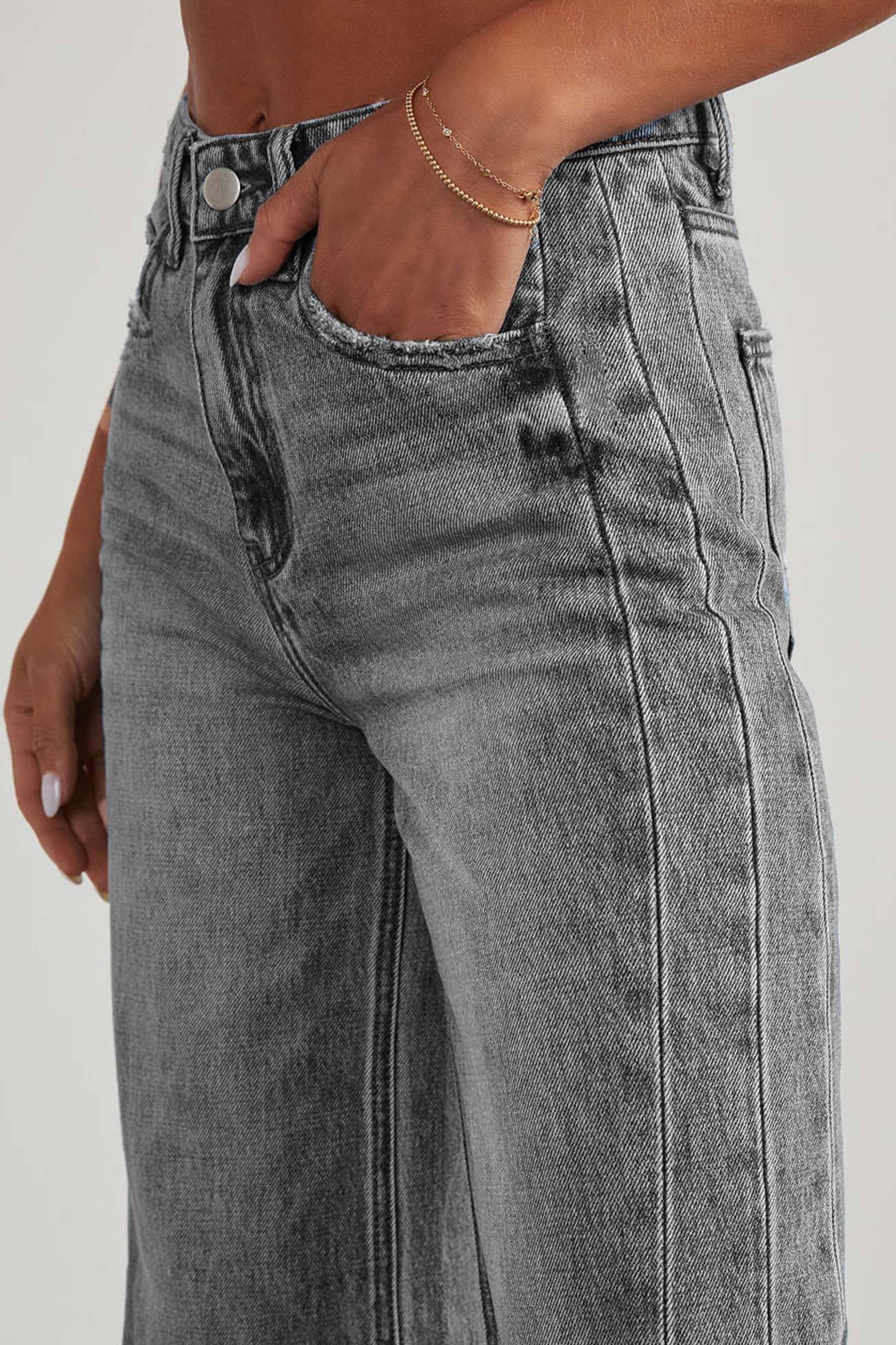 Long Sleeve Denim Jacket Wide Leg Jeans Set