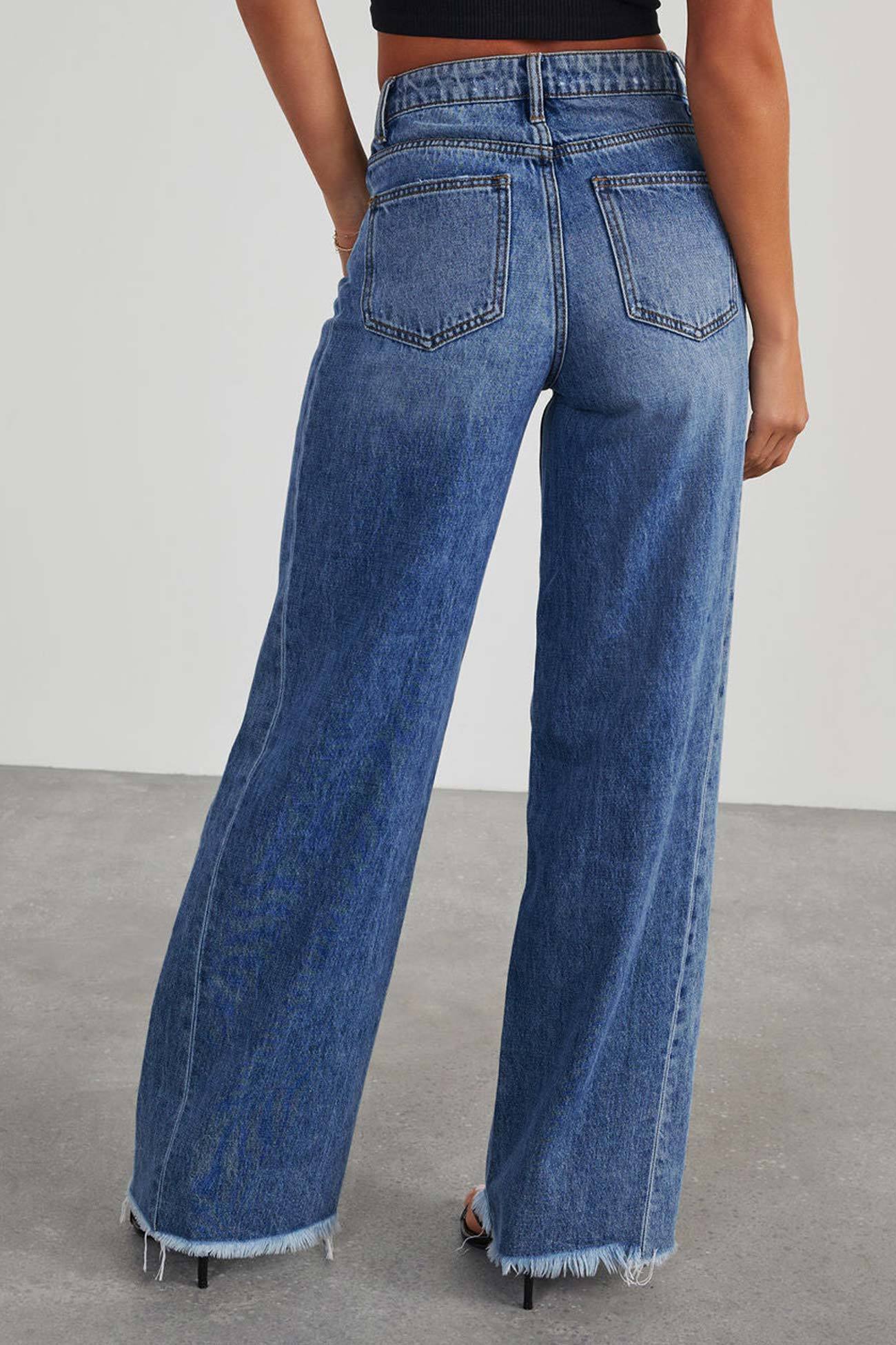Long Sleeve Denim Jacket Wide Leg Jeans Set
