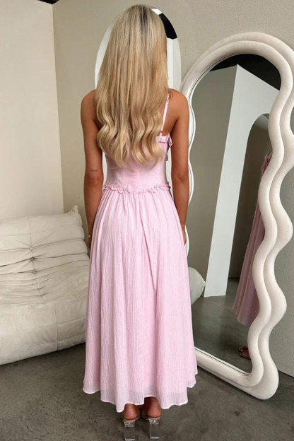 Low Cut Ruffle Cami Midi Dress