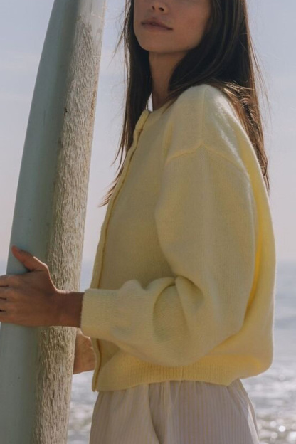 Macarons Color Button-up Short Cardigan
