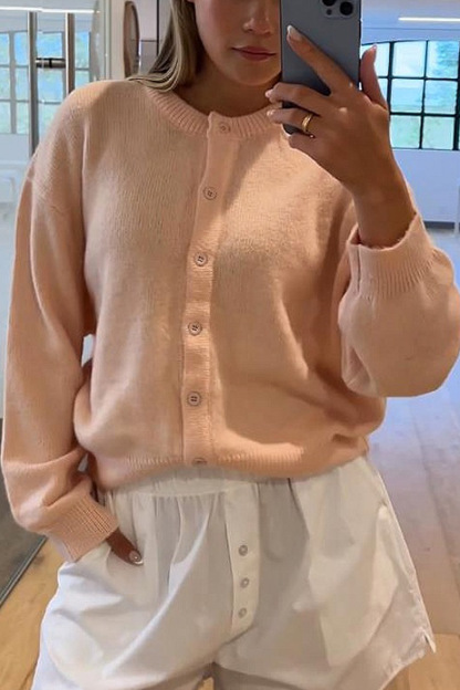 Macarons Color Button-up Short Cardigan
