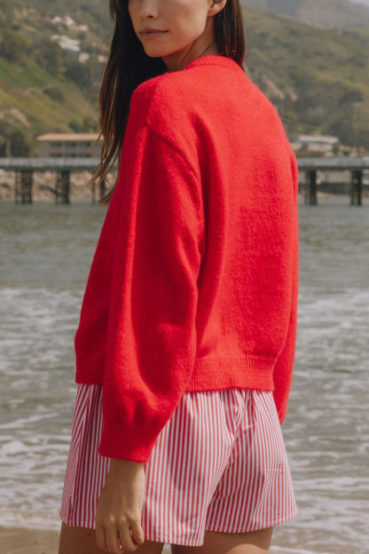 Macarons Color Button-up Short Cardigan