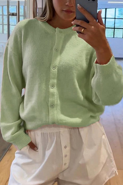 Macarons Color Button-up Short Cardigan