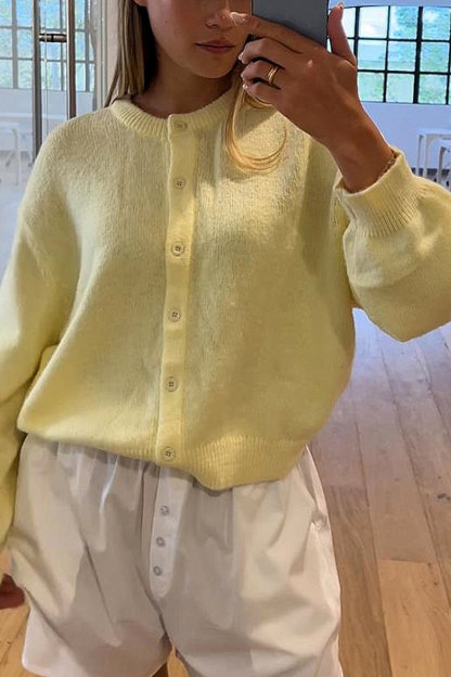 Macarons Color Button-up Short Cardigan