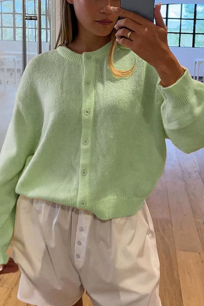 Macarons Color Button-up Short Cardigan