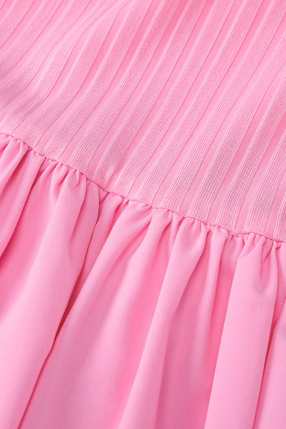 Mock Neck Cowl Back Knit Patchwork Ballon Dress