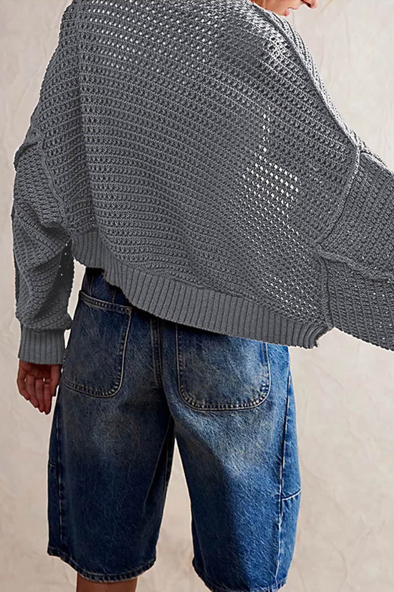 Open Front Bat Sleeve Knit Cardigan