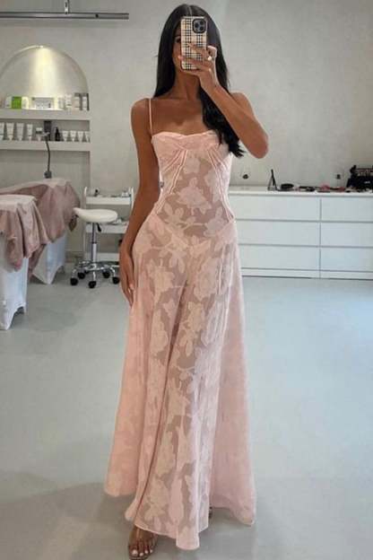Pink Jacquard Corset Cami Dress – arolora Pink Jacquard Corset Cami Dress – arolora